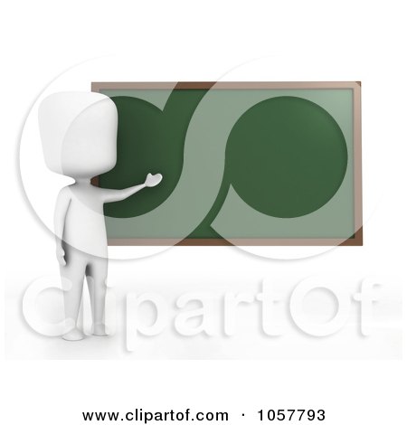 Royalty-Free CGI Clip Art Illustration of a 3d Ivory Man Teacher Presenting A Chalk Board by BNP Design Studio