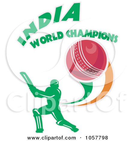 Royalty-Free Vector Clip Art Illustration of an Indian Cricket Icon - 2 by patrimonio