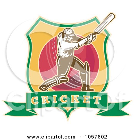 Royalty-Free Vector Clip Art Illustration of a Cricket Player Icon - 3 by patrimonio