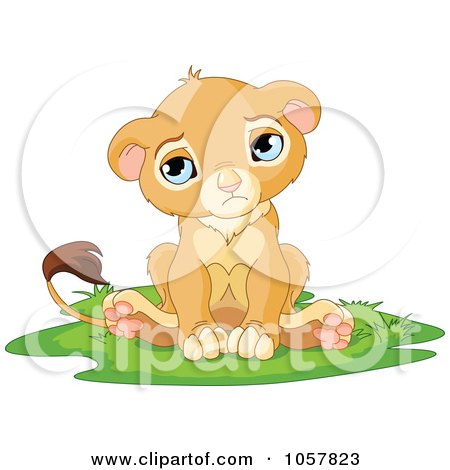 Royalty-Free Vector Clip Art Illustration of a Sad, Cute Little Lion by Pushkin