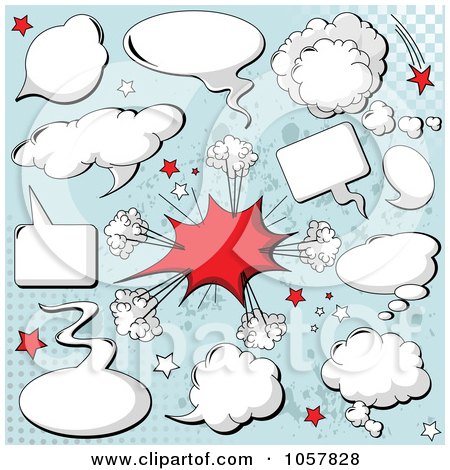 Royalty-Free Vector Clip Art Illustration of a Digital Collage Of Red And White Comic Balloons by Pushkin