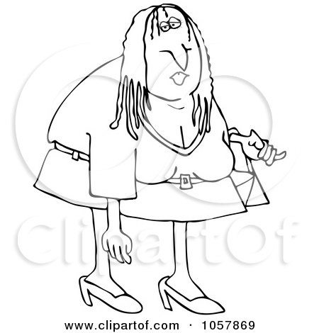 Royalty-Free Vector Clip Art Illustration of a Coloring Page Outline Of A Scraggly Woman by djart