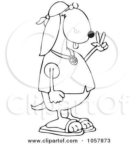Royalty-Free Vector Clip Art Illustration of a Coloring Page Outline Of A Hippie Dog by djart