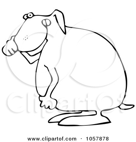 Royalty-Free Vector Clip Art Illustration of a Coloring Page Outline Of A Dog Covering His Nose by djart