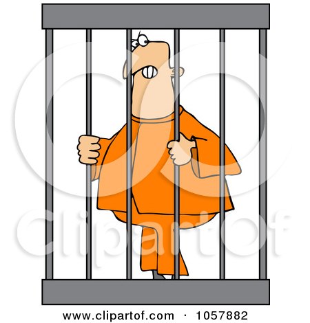 Royalty-Free Vector Clip Art Illustration of An Angry Prisoner Behind Bars by djart