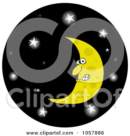Royalty-Free Clip Art Illustration of a Crescent Moon In A Glowing Starry Night Sky Circle by djart