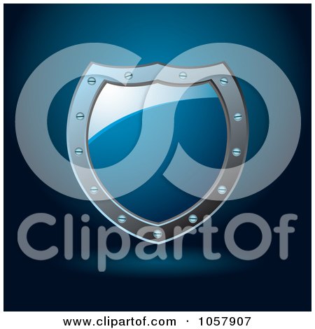 Royalty-Free Vector Clip Art Illustration of a 3d Blue Shield Sign With Copyspace by michaeltravers