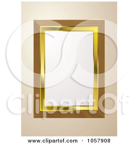 Royalty-Free Vector Clip Art Illustration of a Golden And Wooden Picture Frame With Copyspace by michaeltravers