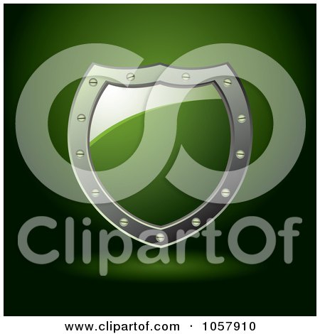 Royalty-Free Vector Clip Art Illustration of a 3d Green Shield Sign With Copyspace by michaeltravers