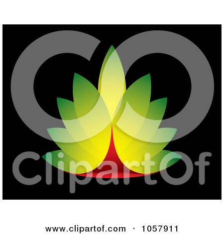 Royalty-Free Vector Clip Art Illustration of a Green And Red Leaf Icon On Black by michaeltravers