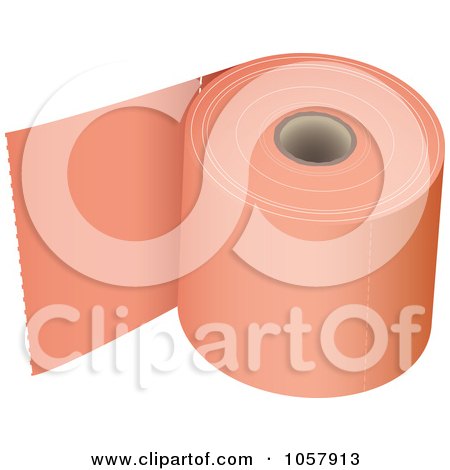 Royalty-Free Vector Clip Art Illustration of a 3d Roll Of Pink Toilet Paper by michaeltravers