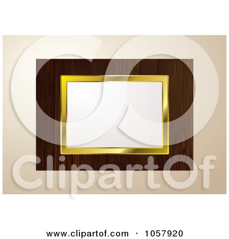 Royalty-Free Vector Clip Art Illustration of a Gold And Wooden Picture Frame With Copyspace by michaeltravers