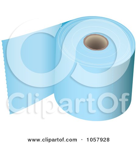 Royalty-Free Vector Clip Art Illustration of a 3d Roll Of Blue Toilet Paper by michaeltravers