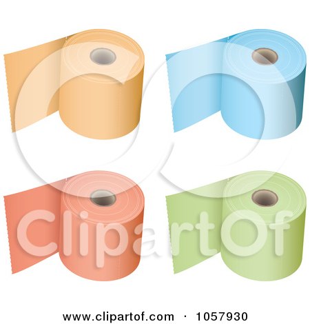Royalty-Free Vector Clip Art Illustration of a Digital Collage Of 3d Rolls Of Colored Toilet Paper by michaeltravers