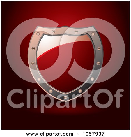 Royalty-Free Vector Clip Art Illustration of a 3d Red Shield Sign With Copyspace by michaeltravers