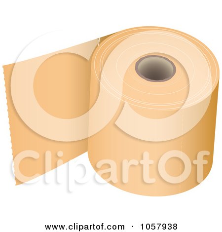 Royalty-Free Vector Clip Art Illustration of a 3d Roll Of Orange Toilet Paper by michaeltravers