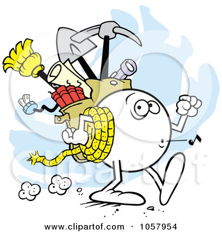 Royalty-Free Vector Clip Art Illustration of a Cautious Trekking Moodie Character by Johnny Sajem
