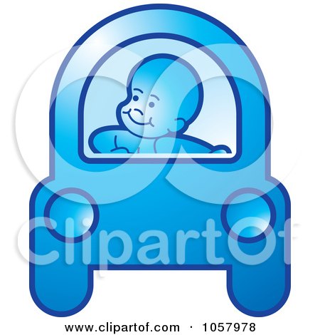 Royalty-Free Vector Clip Art Illustration of a Baby Driving A Blue Car by Lal Perera