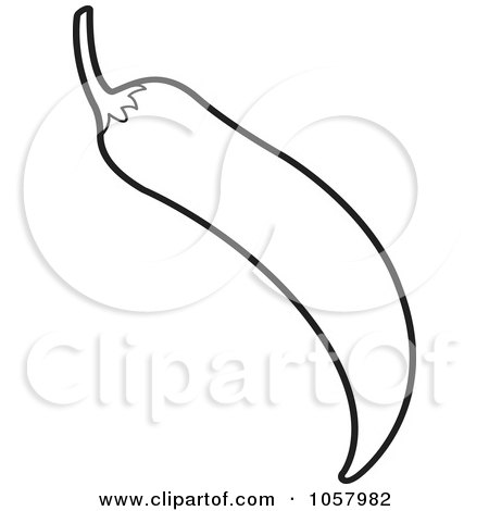 Royalty-Free Vector Clip Art Illustration of an Outlined Chili Pepper by Lal Perera