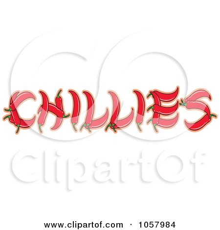 Royalty-Free Vector Clip Art Illustration of Red Peppers Spelling Out CHILLIES by Lal Perera
