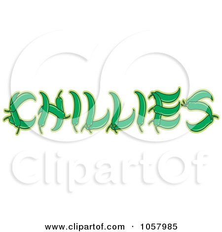 Royalty-Free Vector Clip Art Illustration of Green Peppers Spelling Out CHILLIES by Lal Perera