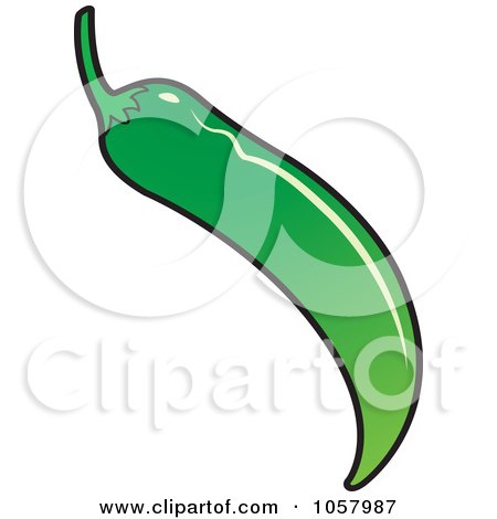 Royalty-Free Vector Clip Art Illustration of a Green Chili Pepper by Lal Perera