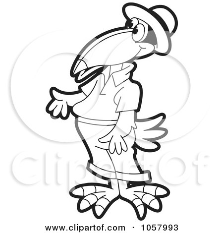 Royalty-Free Vector Clip Art Illustration of an Outlined Friendly Crow by Lal Perera
