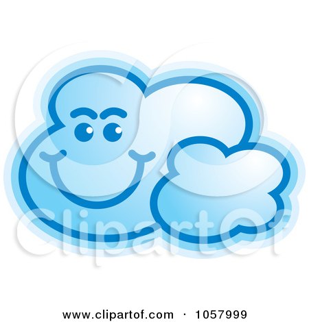 Royalty-Free Vector Clip Art Illustration of a Smiling Blue Cloud by Lal Perera