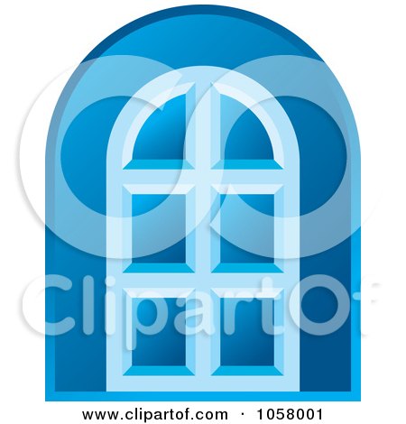 Royalty-Free Vector Clip Art Illustration of a Blue Door Icon by Lal Perera