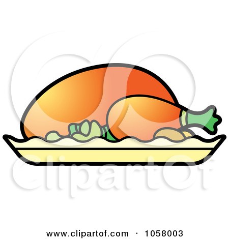 Royalty-Free Vector Clip Art Illustration of a Roasted Chicken by Lal Perera