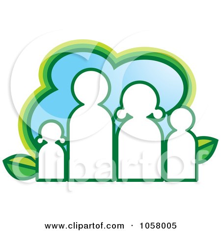 Royalty-Free Vector Clip Art Illustration of a White Eco Family Icon by Lal Perera