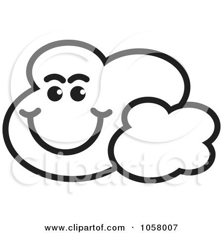 Royalty-Free Vector Clip Art Illustration of an Outlined Smiling Cloud by Lal Perera