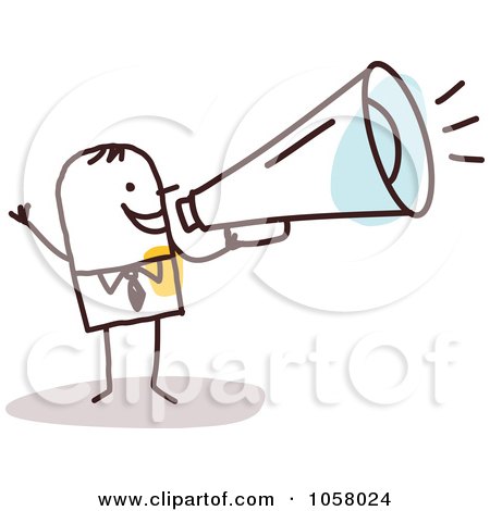 Royalty-Free Vector Clip Art Illustration of a Stick Businessman Announcing by NL shop