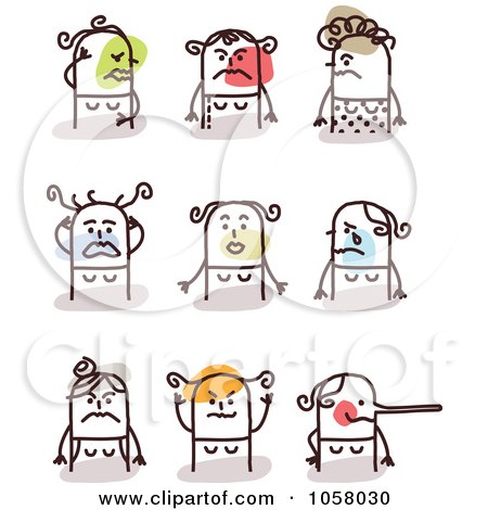 Royalty-Free Vector Clip Art Illustration of a Digital Collage Of Angry Stick Women by NL shop