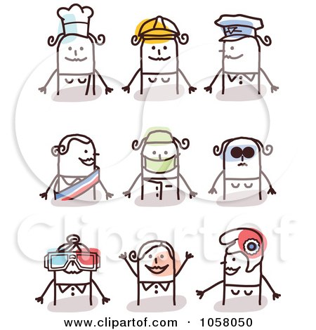 Royalty-Free Vector Clip Art Illustration of a Digital Collage Of Stick Women With Occupational Accessories by NL shop