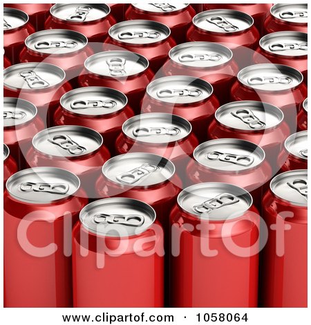 Royalty-Free CGI Clip Art Illustration of 3d Red Soda Cans by stockillustrations