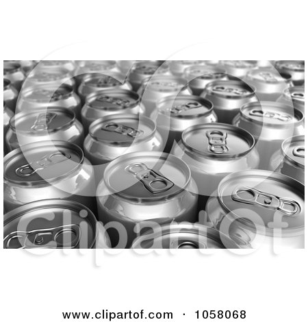 Royalty-Free CGI Clip Art Illustration of 3d Silver Soda Cans by stockillustrations