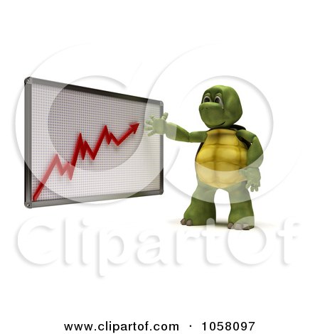 Royalty-Free CGI Clip Art Illustration of a 3d Tortoise Discussing A Growth Chart by KJ Pargeter