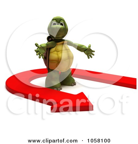 Royalty-Free CGI Clip Art Illustration of a 3d Tortoise In A U Turn by KJ Pargeter