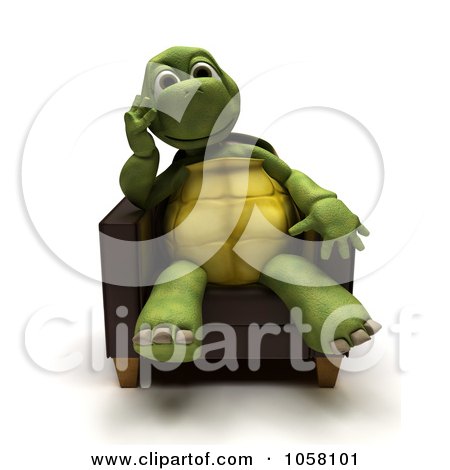Royalty-Free CGI Clip Art Illustration of a 3d Tortoise Sitting In A Chair by KJ Pargeter