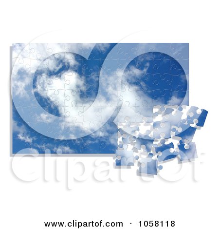Royalty-Free CGI Clip Art Illustration of a 3d Nearly Finished Sky Puzzle by KJ Pargeter