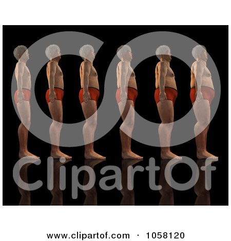 Royalty-Free CGI Clip Art Illustration of a Graph Showing A 3d Man Progressing From Thin To Overweight by KJ Pargeter