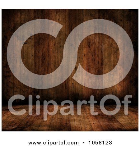 Royalty-Free CGI Clip Art Illustration of a Grungy Wooden Floor And Wall by KJ Pargeter