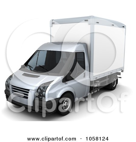Royalty-Free CGI Clip Art Illustration of a 3d White Box Van by KJ Pargeter