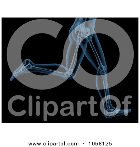Royalty-Free CGI Clip Art Illustration of a 3d Skeleton Xray Of Legs Running by KJ Pargeter