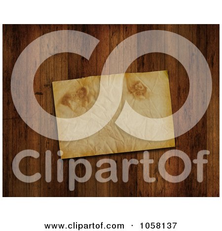 Royalty-Free CGI Clip Art Illustration of a 3d Grungy Piece Of Paper On A Wooden Floor by KJ Pargeter