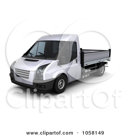 Royalty-Free CGI Clip Art Illustration of a 3d Flat Bed Van Truck by KJ Pargeter