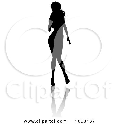 Royalty-Free Vector Clip Art Illustration of a Sexy Silhouetted Woman With A Reflection - 3 by KJ Pargeter