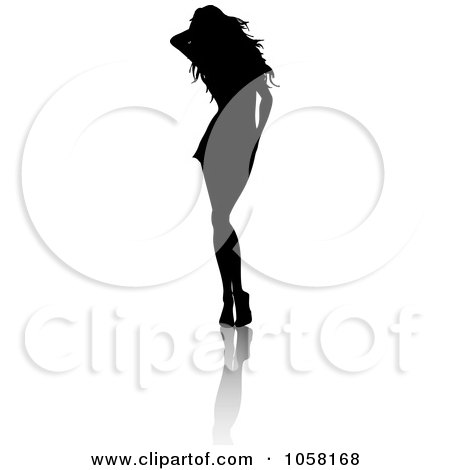 Royalty-Free Vector Clip Art Illustration of a Sexy Silhouetted Woman With A Reflection - 2 by KJ Pargeter