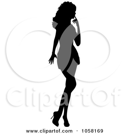 Royalty-Free Vector Clip Art Illustration of a Sexy Silhouetted Woman - 1 by KJ Pargeter
